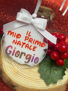 Palla di Natale Piatta " Il mio Primo Natale"